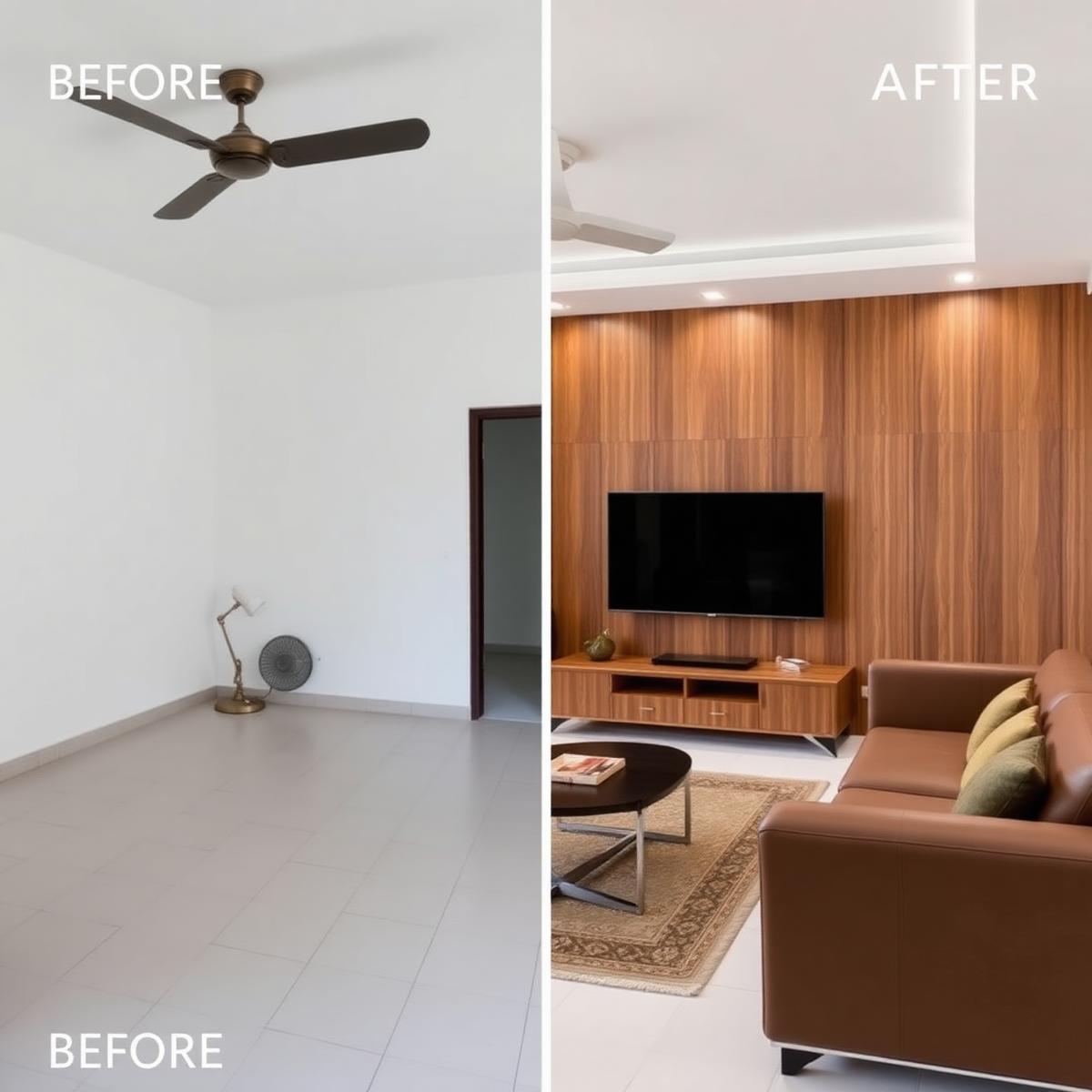 Before and after HDB living room