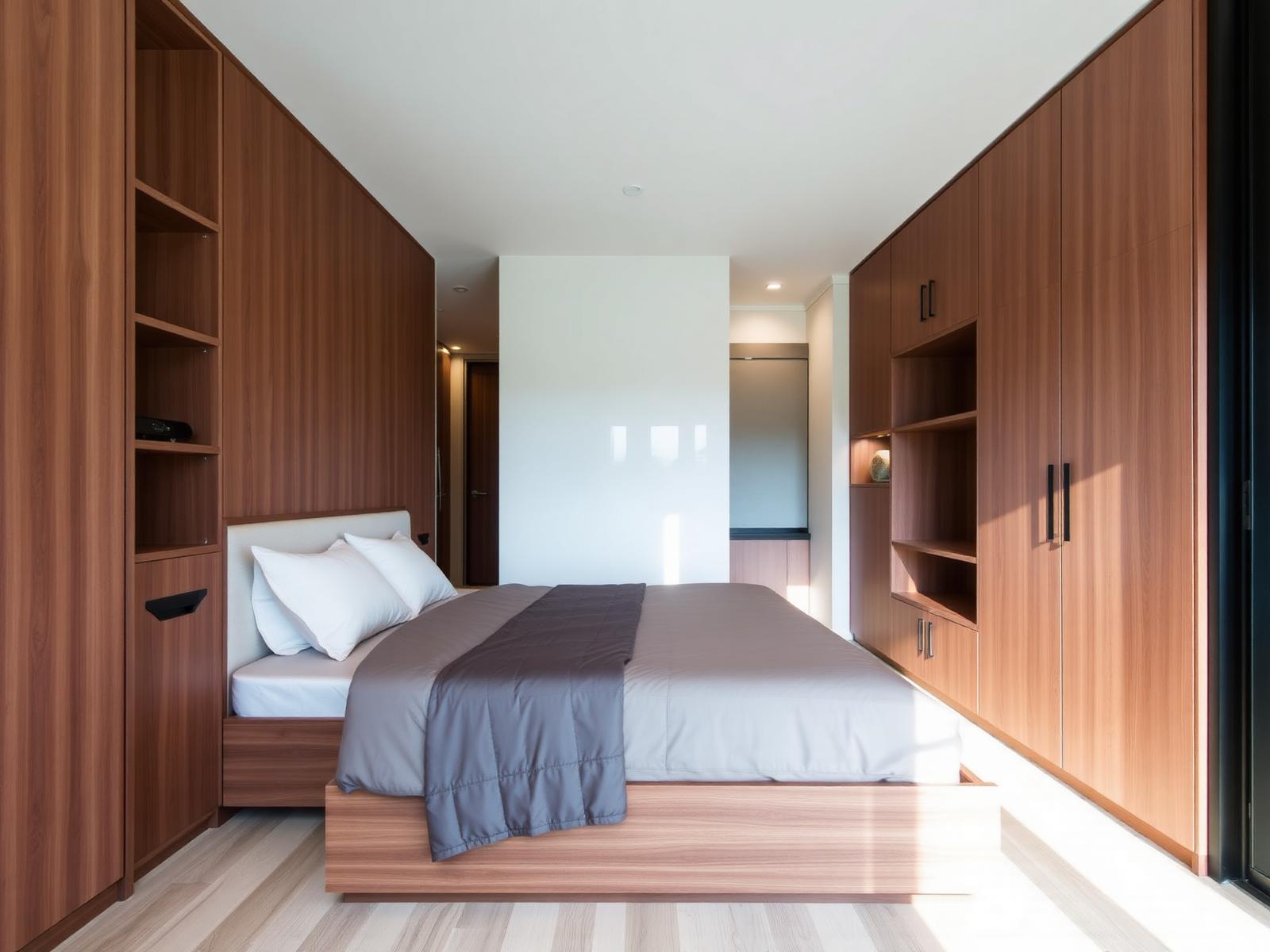 Platform bed with integrated storage in a 3-room HDB