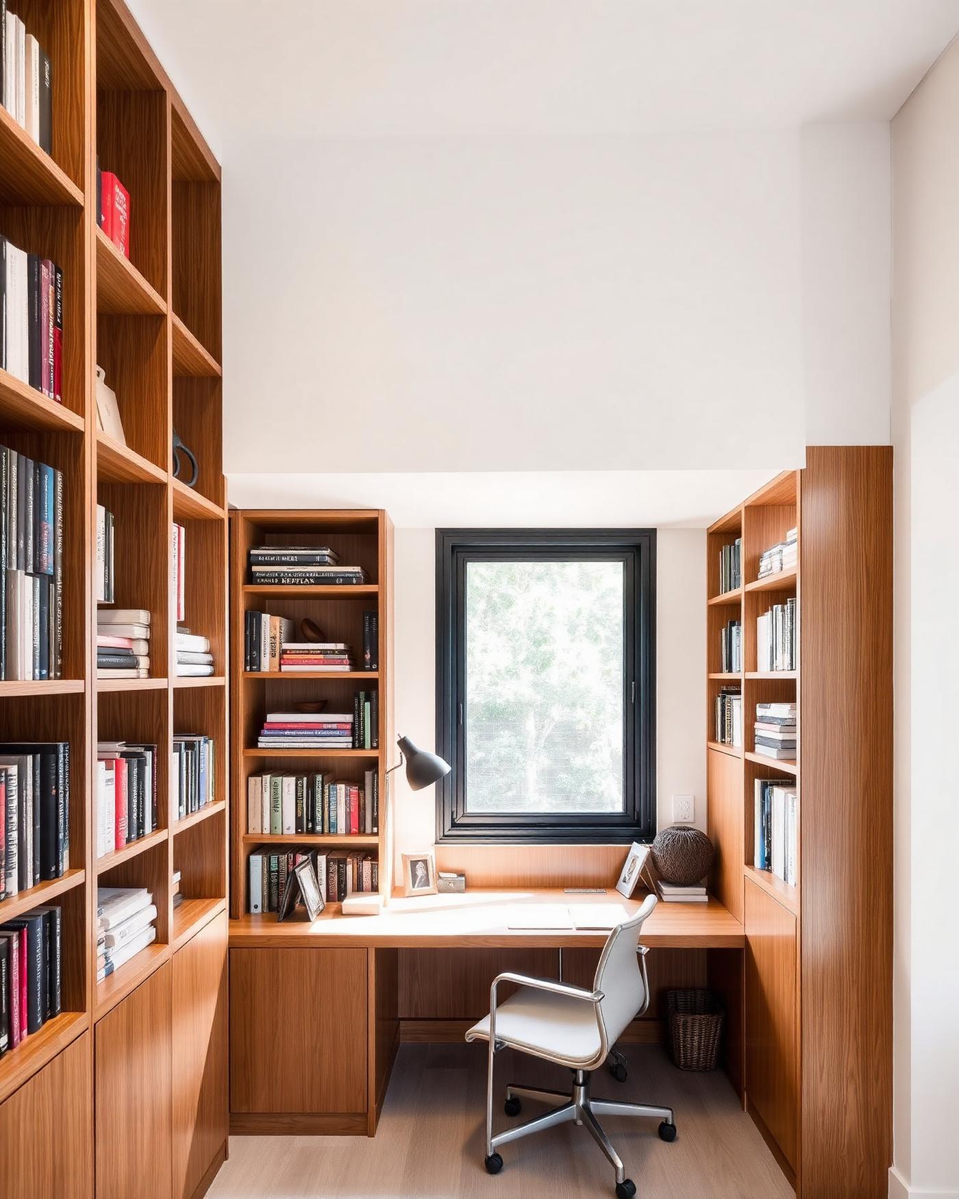 Custom built-in bookshelves and study nook